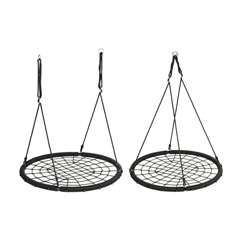 Leagan pentru copii rotund, tip cuib de barza, suspendat, 100 cm, Ecotoys MIR8015 - Negru