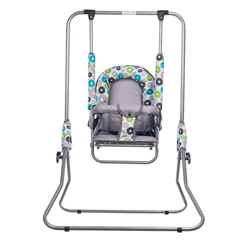 Top kids - leagan flowers pliabil, spatar reglabil din metal, 107x72 cm, gri