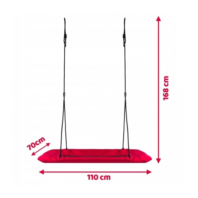 Leagan tip cuib pentru copii, dreptunghiular XXL, 110 x 70 cm, 150 kg, Neo-Sport 1011, Rosu