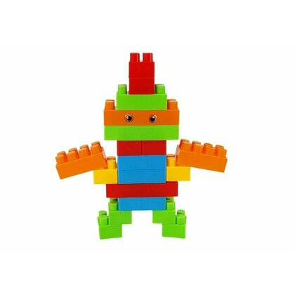 Lean toys - Blocuri de constructie, Set 86 piese, Cu plasa cu fermoar si maner, Multicolor