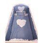Lenjerie de pat bebelusi cu aparatori laterale Deseda Te iubesc puisor 120x60 cm albastru cu alb - 1