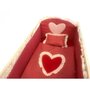 Lenjerie de pat bebelusi cu aparatori laterale Deseda Te iubesc puisor 120x60 cm rosu cu alb - 1