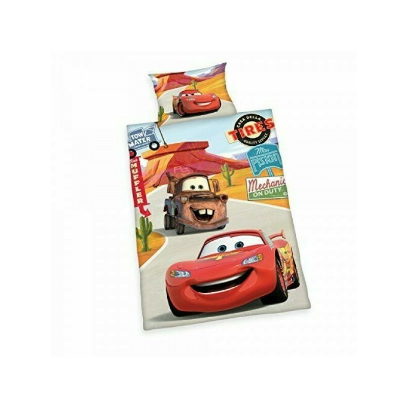 Herding - lenjerie 2 piese reversibila disney cars din bumbac, 135x100 cm