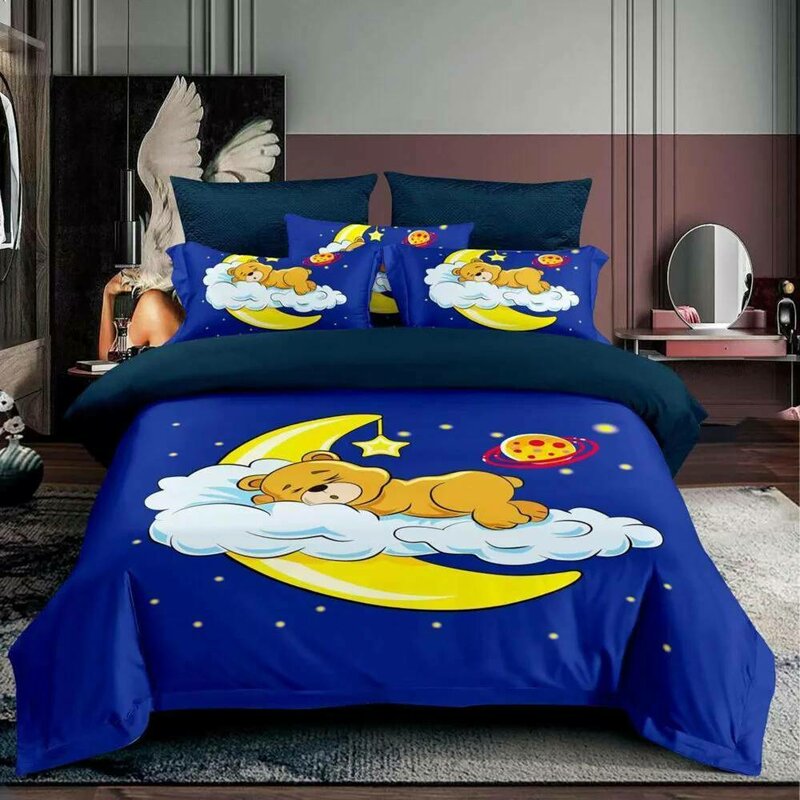 Somnart - lenjerie de pat finet extra 1p, 3 piese, cearceaf pat clasic 160cm x 230cm, cearceaf pilota 160cm x 230cm, 1 fata perna 50 x 70, model ursulet