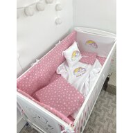 Deseda - Lenjerie de patut bebelusi Personalizata Imprimata pat 120x60 cm Steluțe pe roz Unicorn cu curcubeu