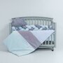 MyKids - Lenjerie 6 piese,  Fara baldachin, Cu aparatoare impletita, din Bumbac, 120x60 cm, Albastru/Gri - 1