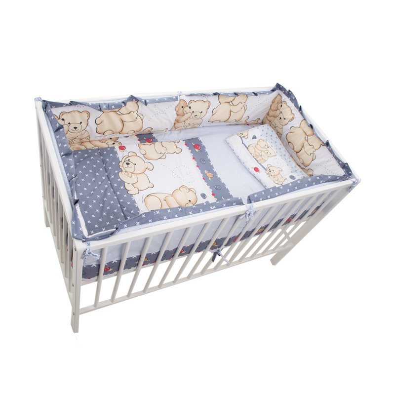 Mykids - lenjerie 4+1 piese teddy friends gri m1 120x60 cm