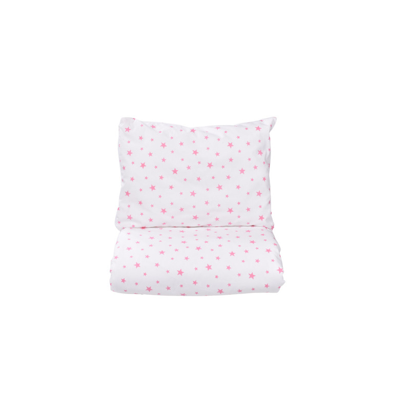 Lenjerie patut gradinita 5 piese bumbac 100% model stelute mici roz