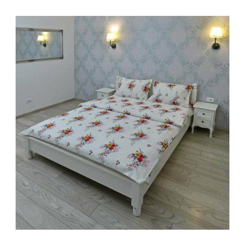 Somnart - lenjerie pentru 2 persoane ultrasleep xxl, bumbac 100%, model flori