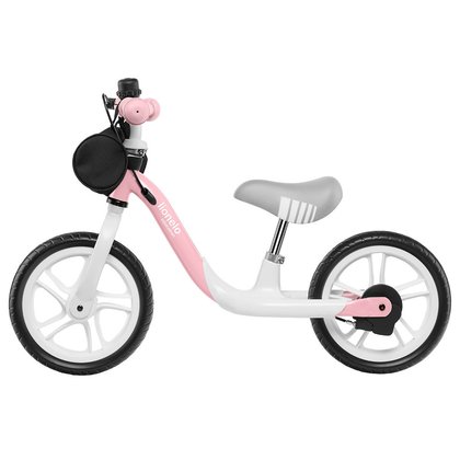 Lionelo - Bicicleta usoara fara pedale Arie, Cu claxon, Saculet pentru depozitare, Cu ghidon si sa reglabile, Greutate 3.7 Kg, Roti din spuma Eva, 12 inch, Bubblegum