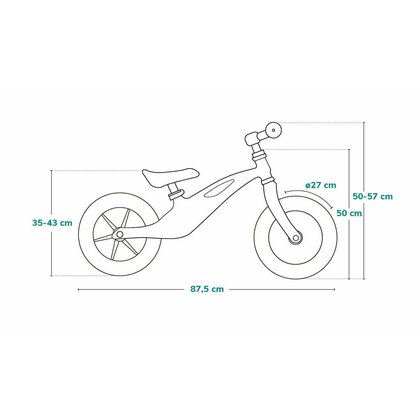 Lionelo - Bicicleta usoara Bart, Fara pedale, Cu cadru din magneziu, Cu ghidon si sa reglabile, Greutate 3 Kg, 12 inch, Conform cu standardul european de securitate EN71, Sky Blue