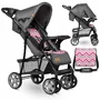 Carucior sport, Lionelo, Emma Plus, Cu tavita, 2 Suporturi pentru pahar, Geanta accesorii, Conform cu standardul european de securitate EN1888-1, Pink Scandi - 3