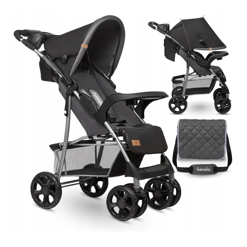 Carucior sport, Lionelo, Emma Plus, Cu tavita, 2 Suporturi pentru pahar, Geanta accesorii, Conform cu standardul european de securitate EN1888-1, Stone