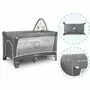 Patut pliant, Lionelo, Flower, Cu doua nivele, Cu arcada, Geanta transport, Masuta de infasat, Bara cu jucarii, Fereastra laterala, 120x60 cm, Conform cu standardele europeane de securitate EN 716 si EN12221, Gri - 10