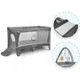 Patut pliant, Lionelo, Flower, Cu doua nivele, Cu arcada, Geanta transport, Masuta de infasat, Bara cu jucarii, Fereastra laterala, 120x60 cm, Conform cu standardele europeane de securitate EN 716 si EN12221, Gri - 12