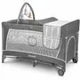 Patut pliant, Lionelo, Flower, Cu doua nivele, Cu arcada, Geanta transport, Masuta de infasat, Bara cu jucarii, Fereastra laterala, 120x60 cm, Conform cu standardele europeane de securitate EN 716 si EN12221, Gri - 3