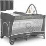 Patut pliant, Lionelo, Flower, Cu doua nivele, Cu arcada, Geanta transport, Masuta de infasat, Bara cu jucarii, Fereastra laterala, 120x60 cm, Conform cu standardele europeane de securitate EN 716 si EN12221, Gri - 8