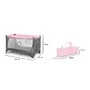 Patut pliant, Lionelo, Flower, Cu doua nivele, Cu arcada, Geanta transport, Masuta de infasat, Bara cu jucarii, Fereastra laterala, 120x60 cm, Conform cu standardele europeane de securitate EN 716 si EN12221, Roz - 10