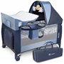 Patut pliant, Lionelo, Sven Plus, 120x60 cm, Cu doua nivele, Cu arcada jucarii, masuta de infasat, vibratii, melodii, conform cu standardele europeane de securitate EN716 si EN12221, Blue Navy - 9