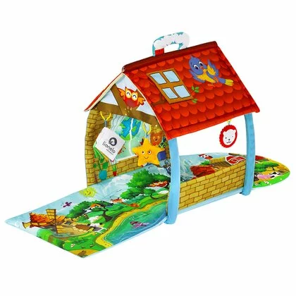 Salteluta  interactiva Lionelo, Agnes, Cu jucarii, Conform cu standardul european de securitate EN71, 142x142x45 cm, Multicolor