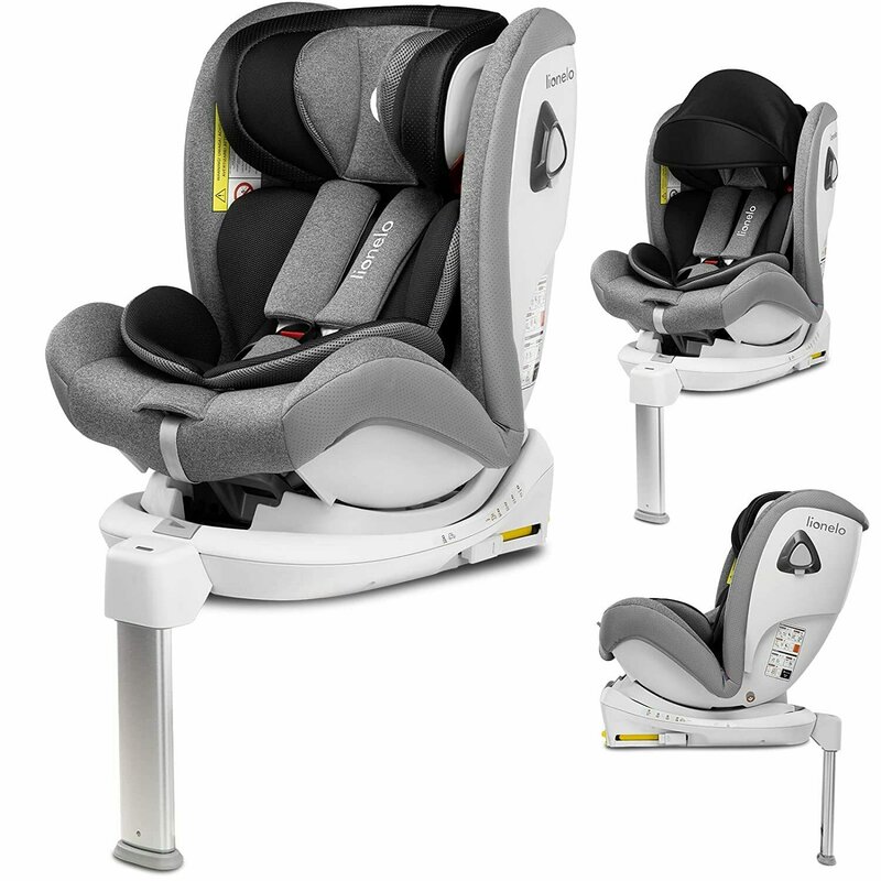 Scaun Auto Juju Complete 360 34 Lionelo - Scaun auto Braam Stone Pozitie de somn, Protectie laterala, Rotire 360 grade, 0-36 Kg, cu Isofix, Gri