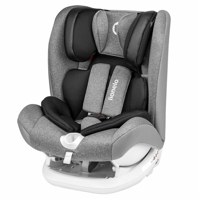 Scaun auto, Lionelo, Oliver Stone Spatar reglabil, Protectie laterala, Top Tether, 9-36 Kg, cu Isofix, Conform cu standardul european de securitate ECE R44/04, Gri