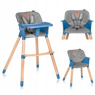 Lionelo - Scaun de masa din fag Koen, 2 in 1, Transformabil, Sustine 30 kg, 6 luni+, Conform cu standardul european de securitate EN14988, Albastru