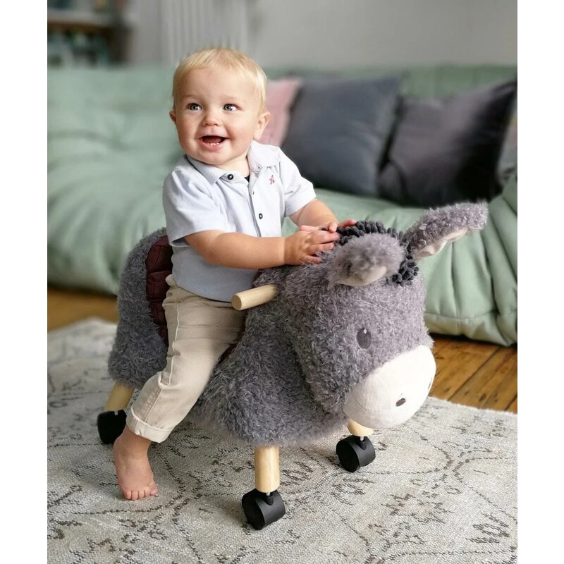 Little Bird Told Me - Magarusul Bojangles Ride On Animal Toy, pentru copii de peste 1 an, Cadru robust din lemn, Scaun captusit