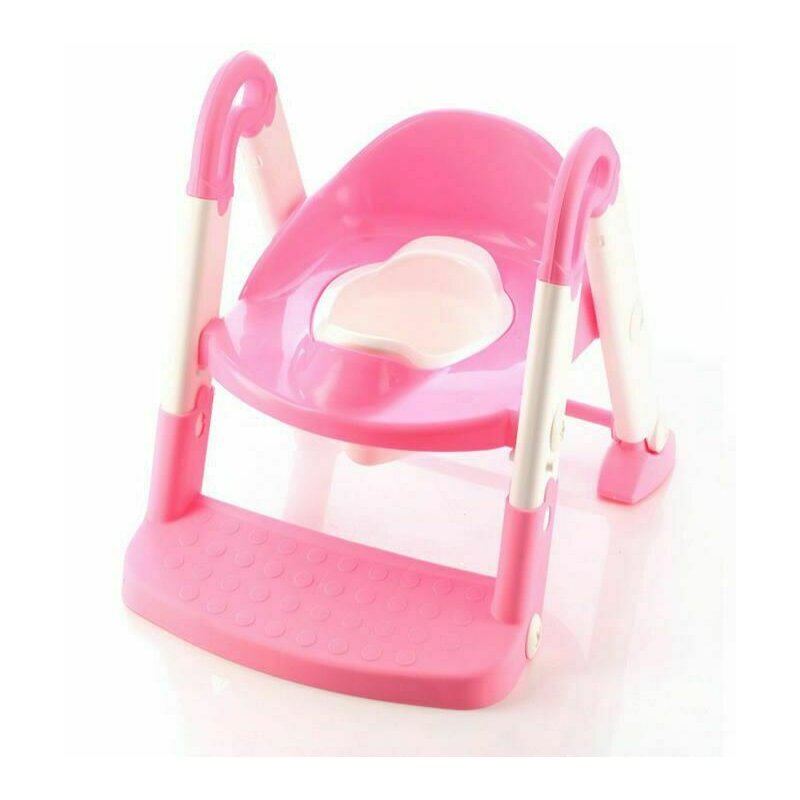 Little Mom - Reductor pentru toaleta cu scarita Stair Potty Pink