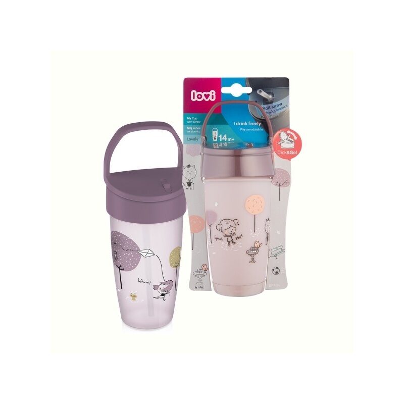 Lovi - cana mea cu pai active 350ml lovely fata - 35/355girl