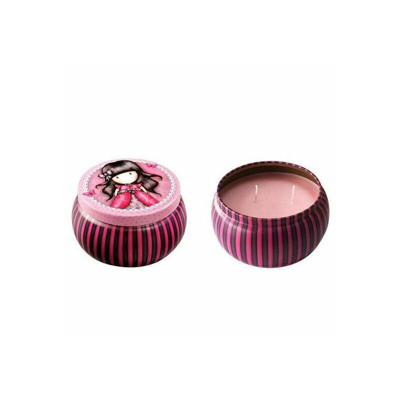 Lumanare parfumata decor in cutie din metal cu capac, gorjuss, ladybird, ciclam, aroma de fructe de padure, 275g