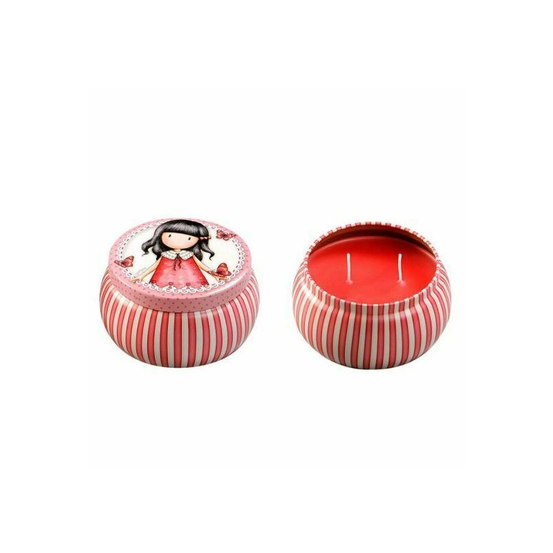 Lumanare parfumata decor in cutie din metal cu capac, gorjuss, time to fly, roz, aroma de iasomie, 275g