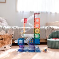 Magnetic Tiles Set magnetic  92 piese  circuit cu bile - Marble run