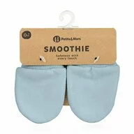 Manusi pentru nou-nascuti, Petite&Mars, Smoothie, Bumbac 100%, Material moale si respirabil, Protectie impotriva zgarieturilor, Manseta lata, 2 straturi, 6 x 10 cm, 0 luni+, Albastru