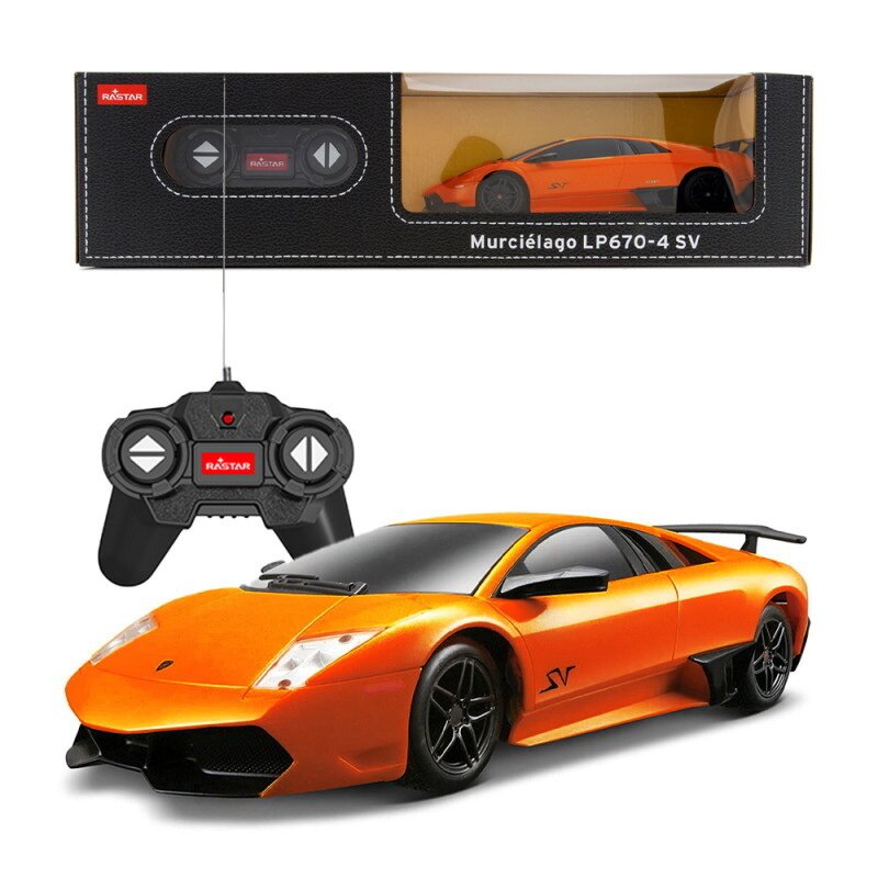 Rastar - masinuta cu telecomanda lamborghini murcielago lp670 , scara 1:24, portocaliu