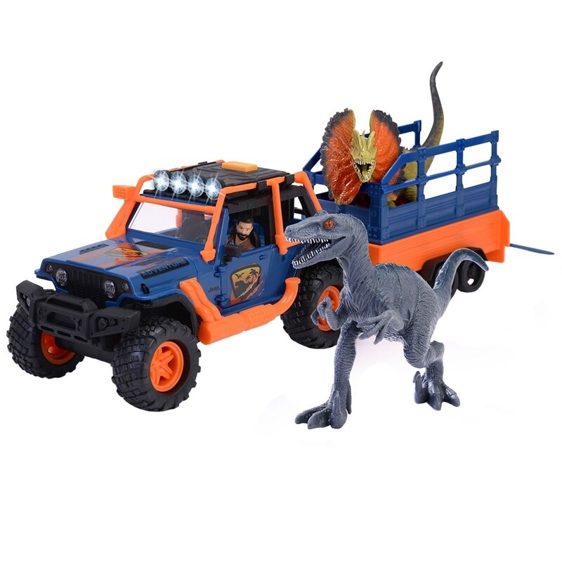 Dickie toys - masina dino commander cu 3 figurine