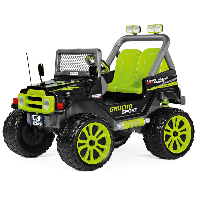 Masina electrica peg perego gaucho sport, 12v, 3 ani +, verde/negru