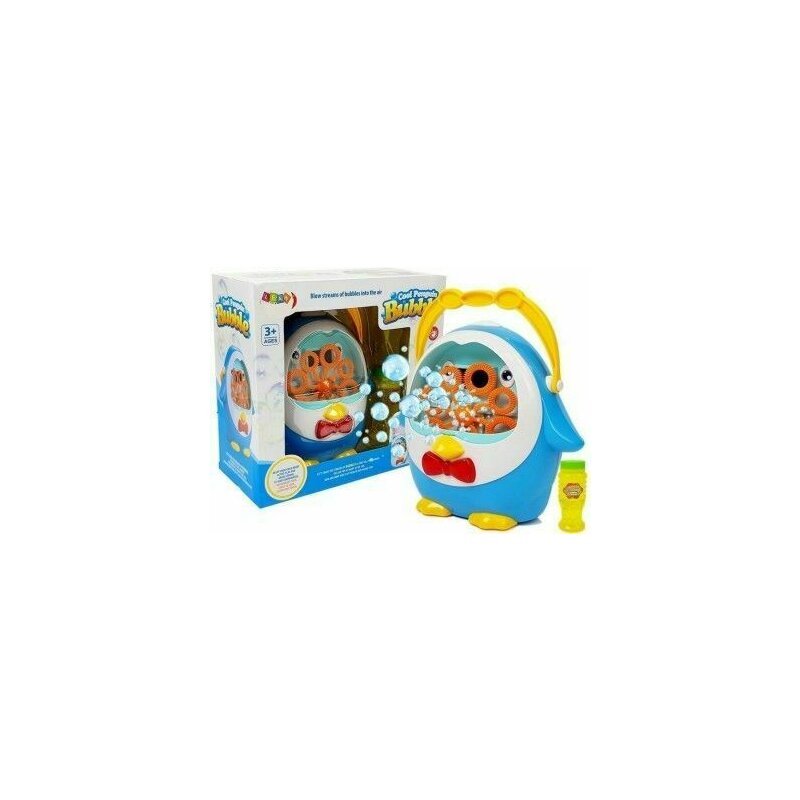 Leantoys - masina mare de facut baloane de sapun, bule pentru copii, in forma de pinguin albastru, , 8259