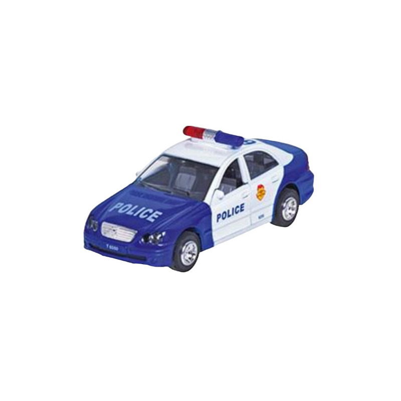 Masinuta die cast cu sunete si lumini, 15 cm, politie, albastra