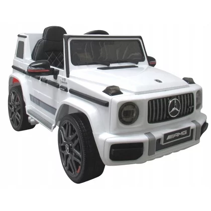 Masinuta electrica cu telecomanda, roti EVA, scaun piele Mercedes G63 - Alb