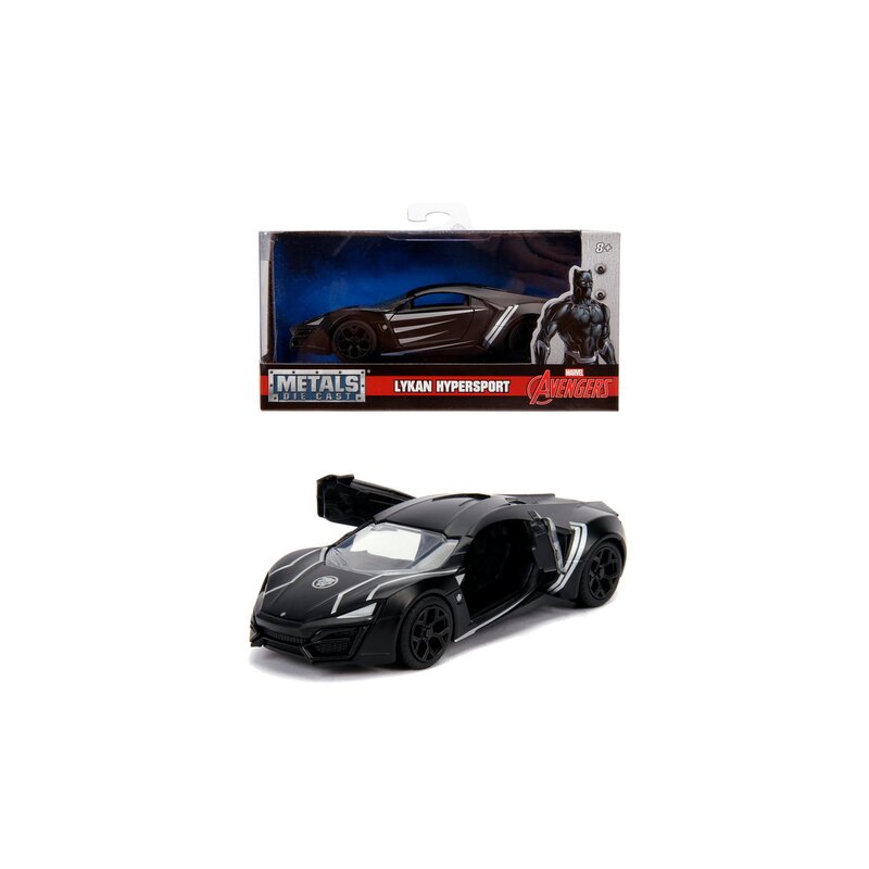 Simba - masina black panther lykan hypersport , avengers , metalica, scara 1:16, multicolor