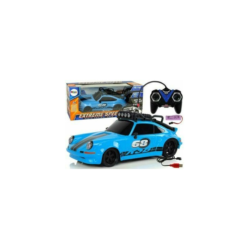Leantoys - masinuta sport rc pentru copii cu telecomanda, albastra, 1:18, 10249
