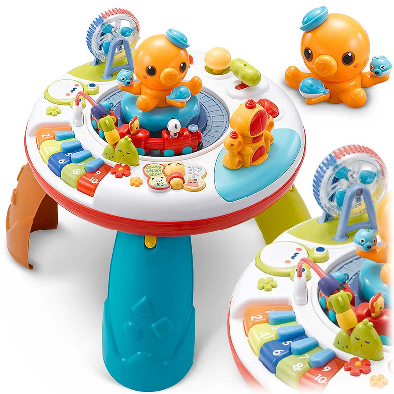 Masuta educativa 2in1, cu tablita detasabila, pian, muzica, trenulet si alte activitati, ricokids, 781000