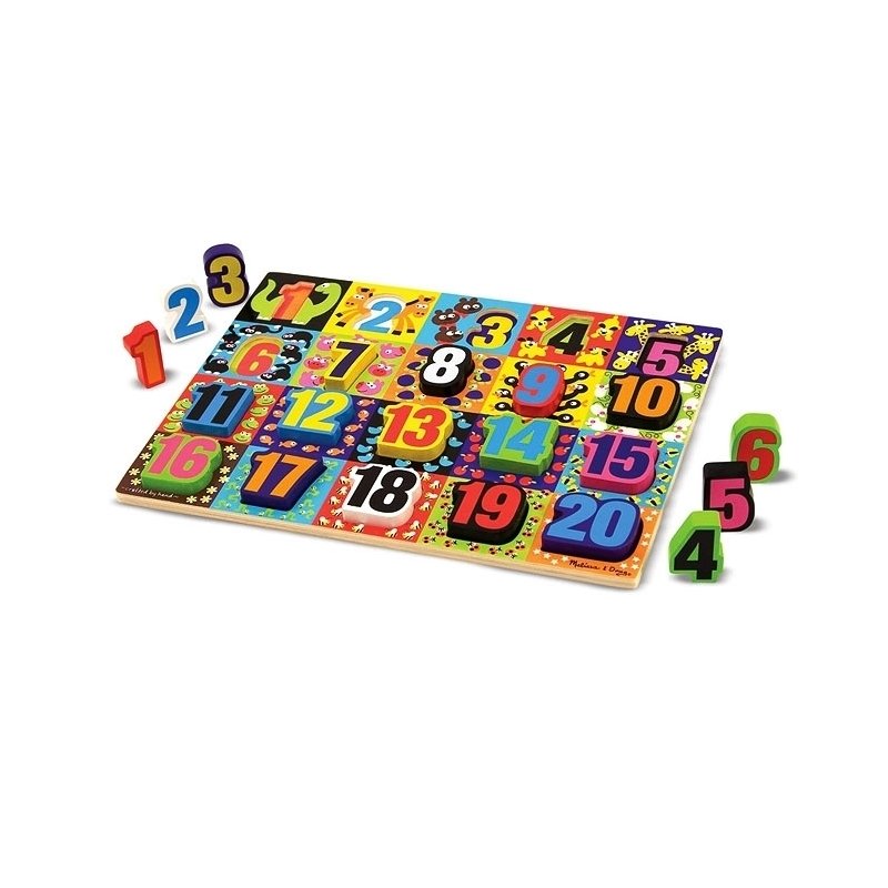 jocuri cu numere de la 1 la 10 Melissa & Doug - Puzzle lemn in relief Numere de la 1 la 20