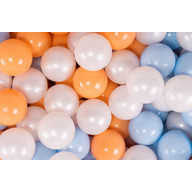 MeowBaby    Set bile din plastic pentru centru de joaca 7cm, 200 buc: Baby Blue   Alb Perlat   Portocaliu