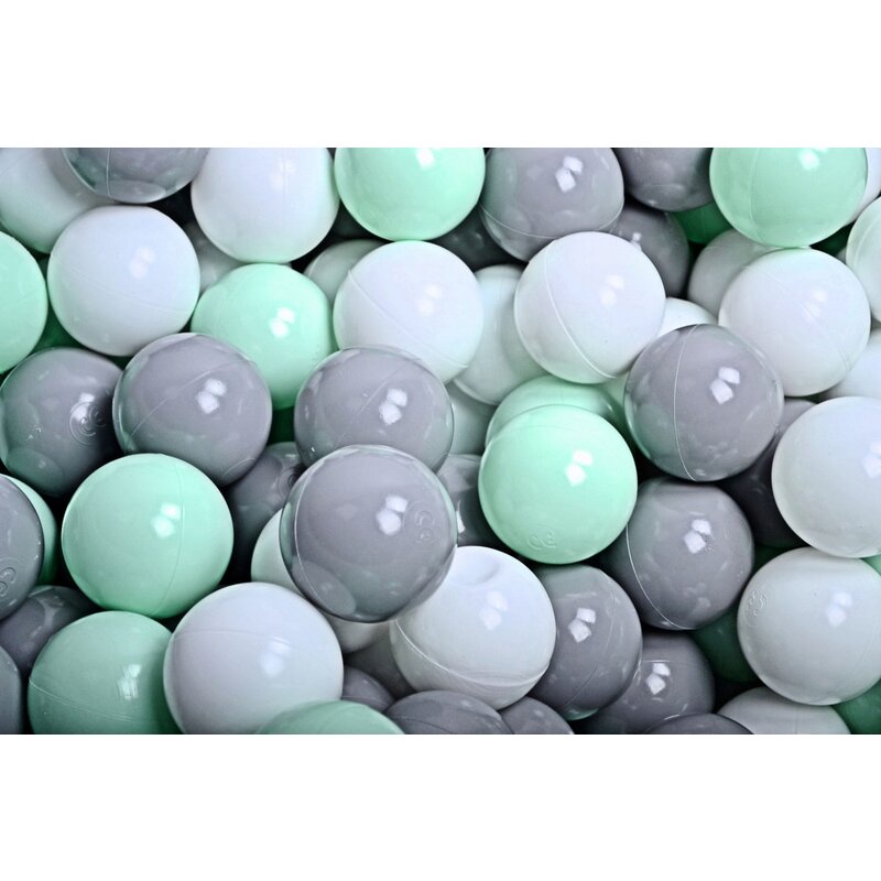 Meowbaby® - meowbaby set bile din plastic pentru centru de joaca 7cm, 200 buc: menta gri alb