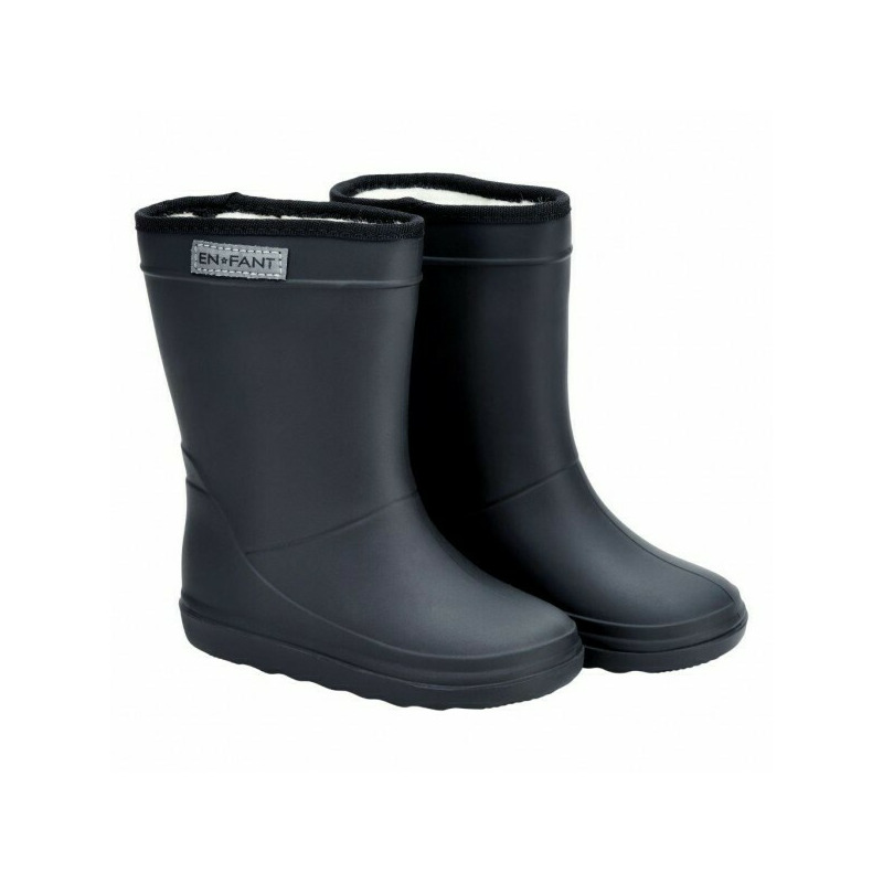 Midnight black 22 - cizme de ploaie captusite pentru copii
