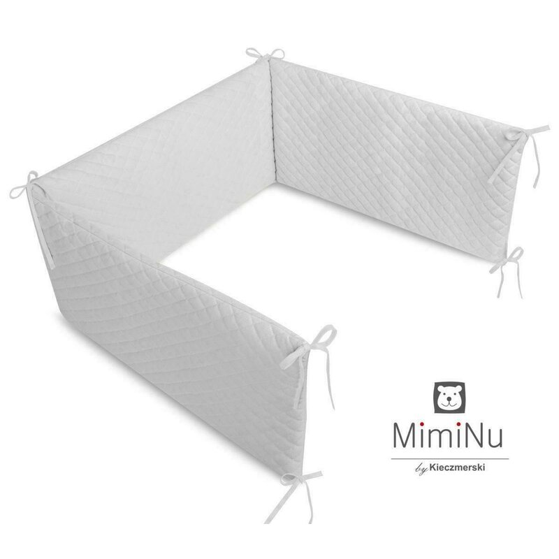 MimiNu - Aparatoare matlasata din catifea moale, Cu fermoar, Cu husa detasabila si lavabila, Materiale certificate Oeko Tex Standard 100, Pentru patut 120X60 cm, Gray