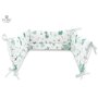 MimiNu - Aparatoare pentru patut 120x60 cm, Din bumbac certificat Oeko Tex Standard 100, Cu inaltimea de 30 cm, Cu panglici, Dino Mint