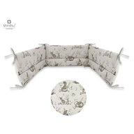 MimiNu - Aparatoare pentru patut 120x60 cm, Din bumbac certificat Oeko Tex Standard 100, Cu inaltimea de 30 cm, Cu panglici, Design, Calm Forest Beige